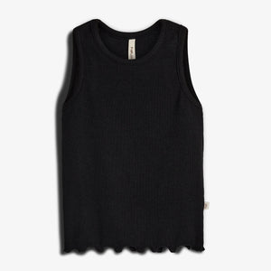 Modal rib top zonder mouwen - Black | 100325 Fiona