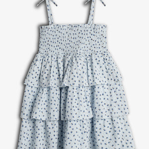 Jurk met bloemenprint en ruches - Tween - Blue Flower | 100431 Annie