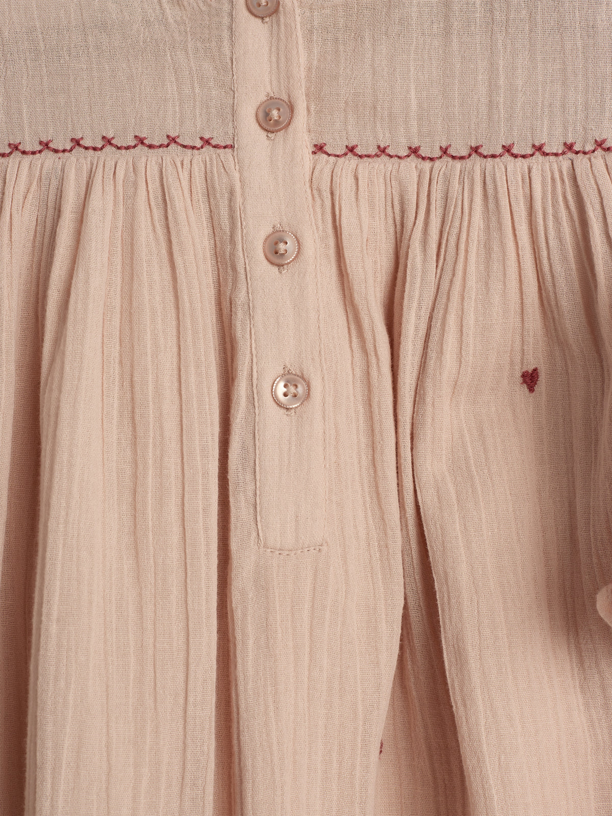 Jurk met contrastborduursel - Tween - Rose | 100479 Harper