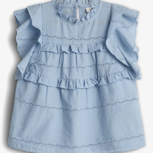 Mouwloze blouse met ruches - Tween - Blue | 100485 Frida