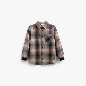 Geruit flanellen overhemd met ribboord - Kids - Brown Navy Check | 100529 Henry