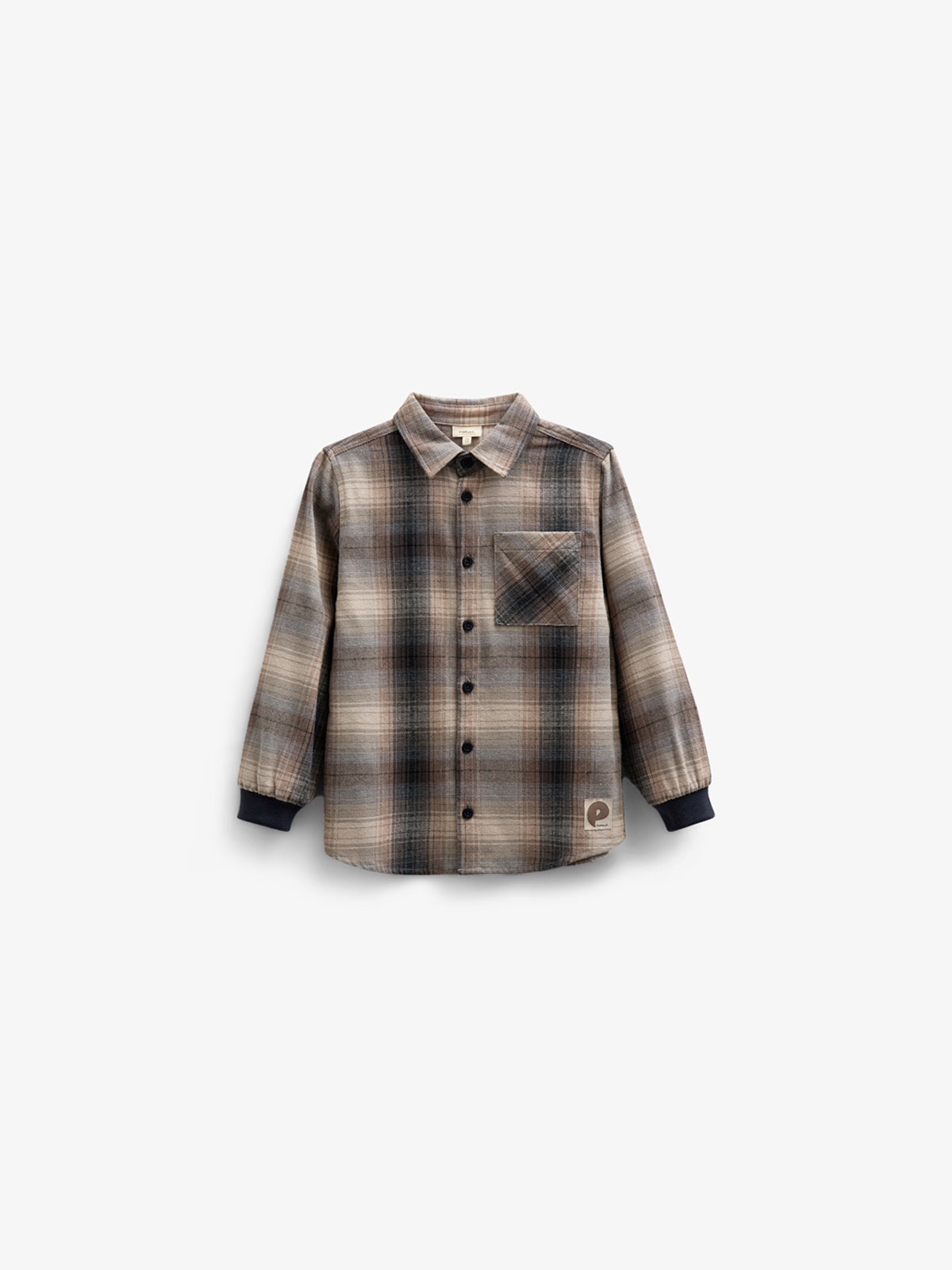 Geruit flanellen overhemd met ribboord - Kids - Brown Navy Check | 100529 Henry