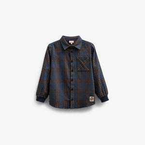 Geruit flanellen overhemd met ribboord - Kids - Navy Check | 100530 Henry