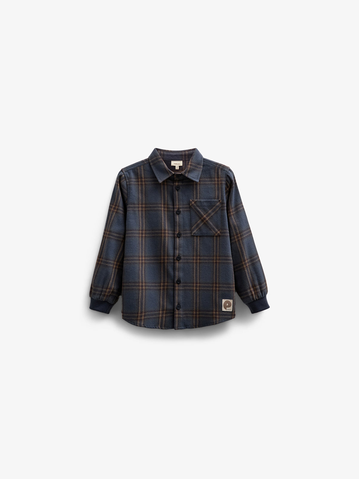 Geruit flanellen overhemd met ribboord - Kids - Navy Check | 100530 Henry