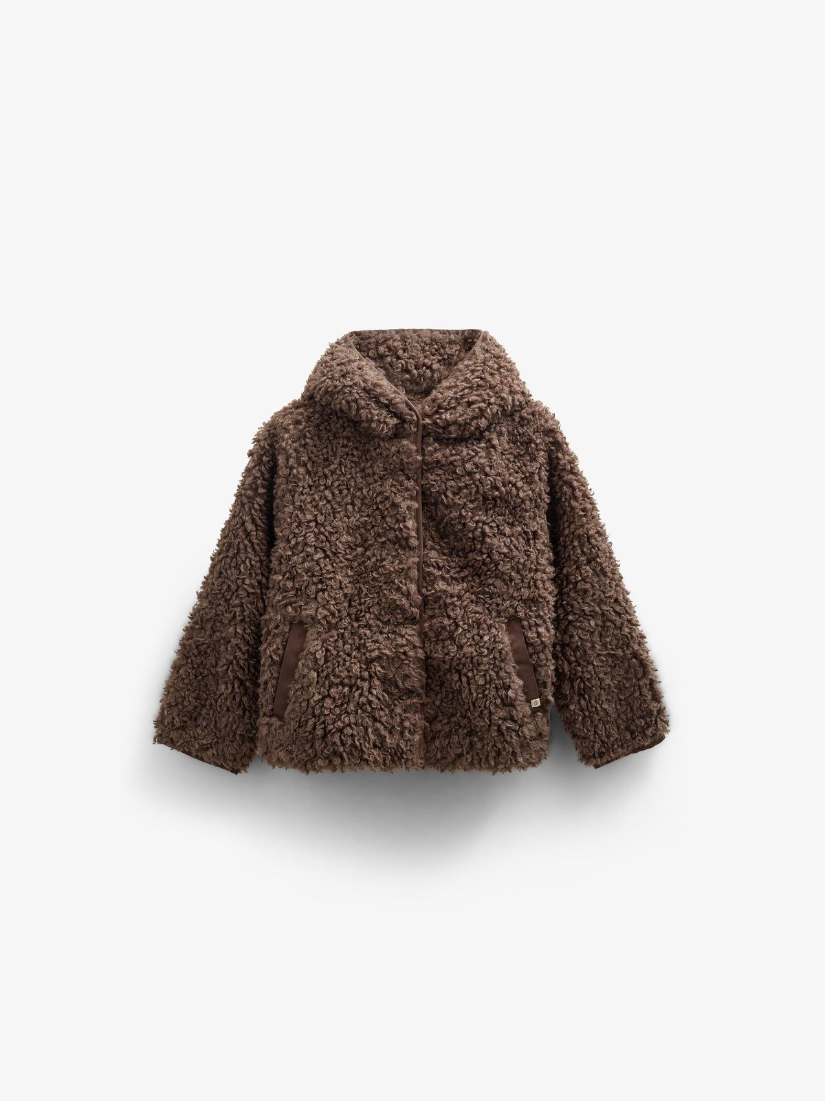 Faux Fur Hooded Jacket with Rib cuff - Kids - Chocolate | 100547 Ellie
