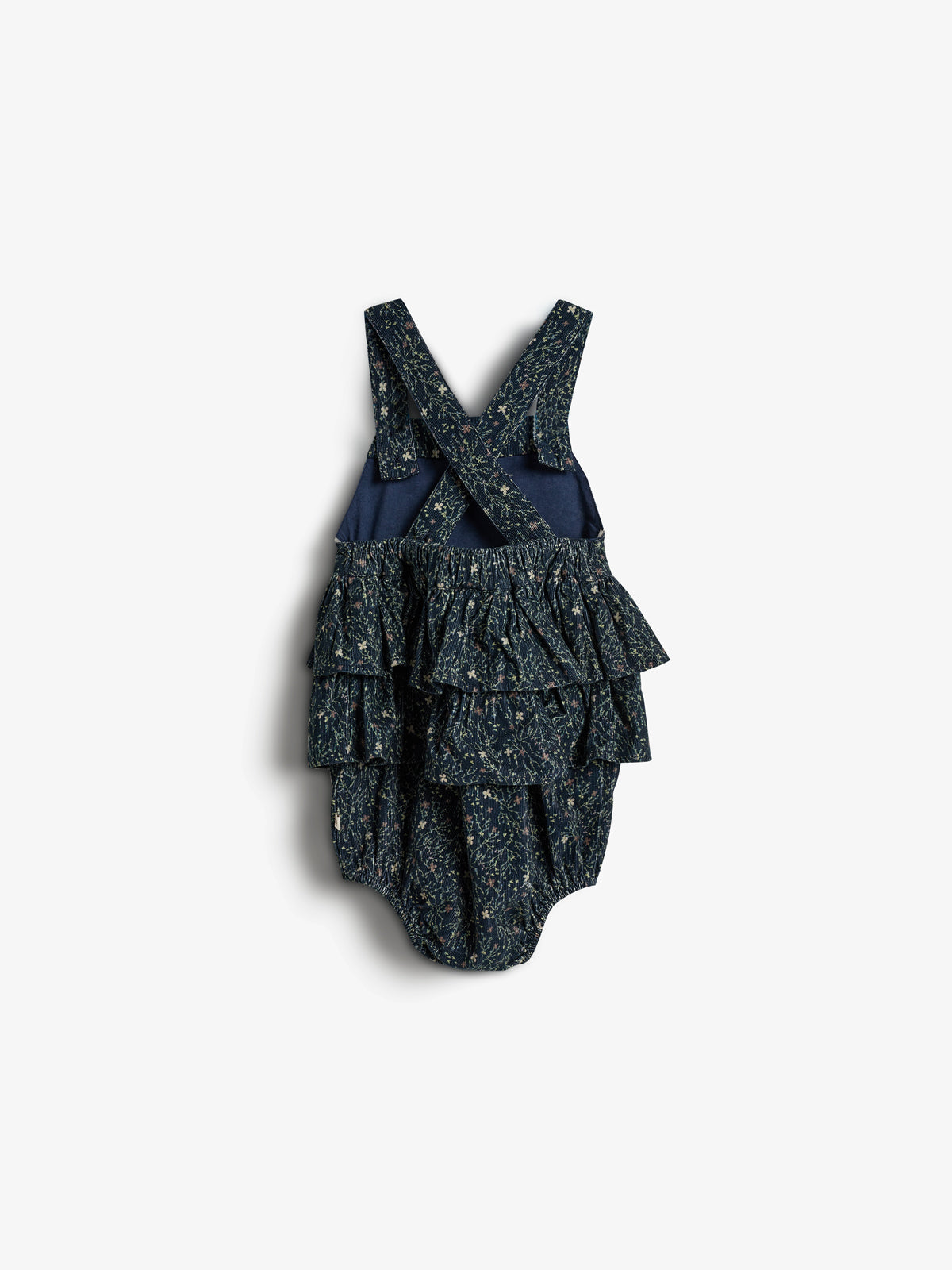Corduroy Romper met Bloemenprint - Little - Blue/Rose