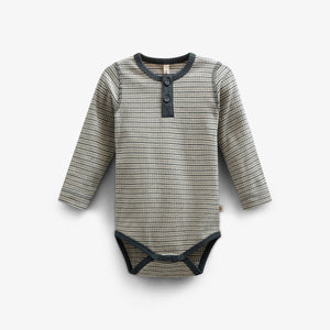 Katoenen ribbody met lange mouwen - Kids - Forest Green Stripe | 100558 Manson