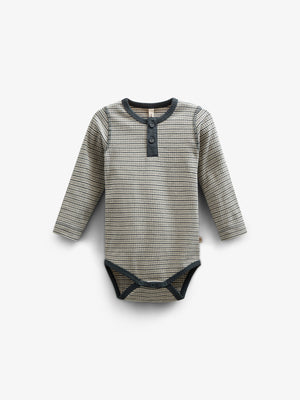 Katoenen ribbody met lange mouwen - Kids - Forest Green Stripe | 100558 Manson