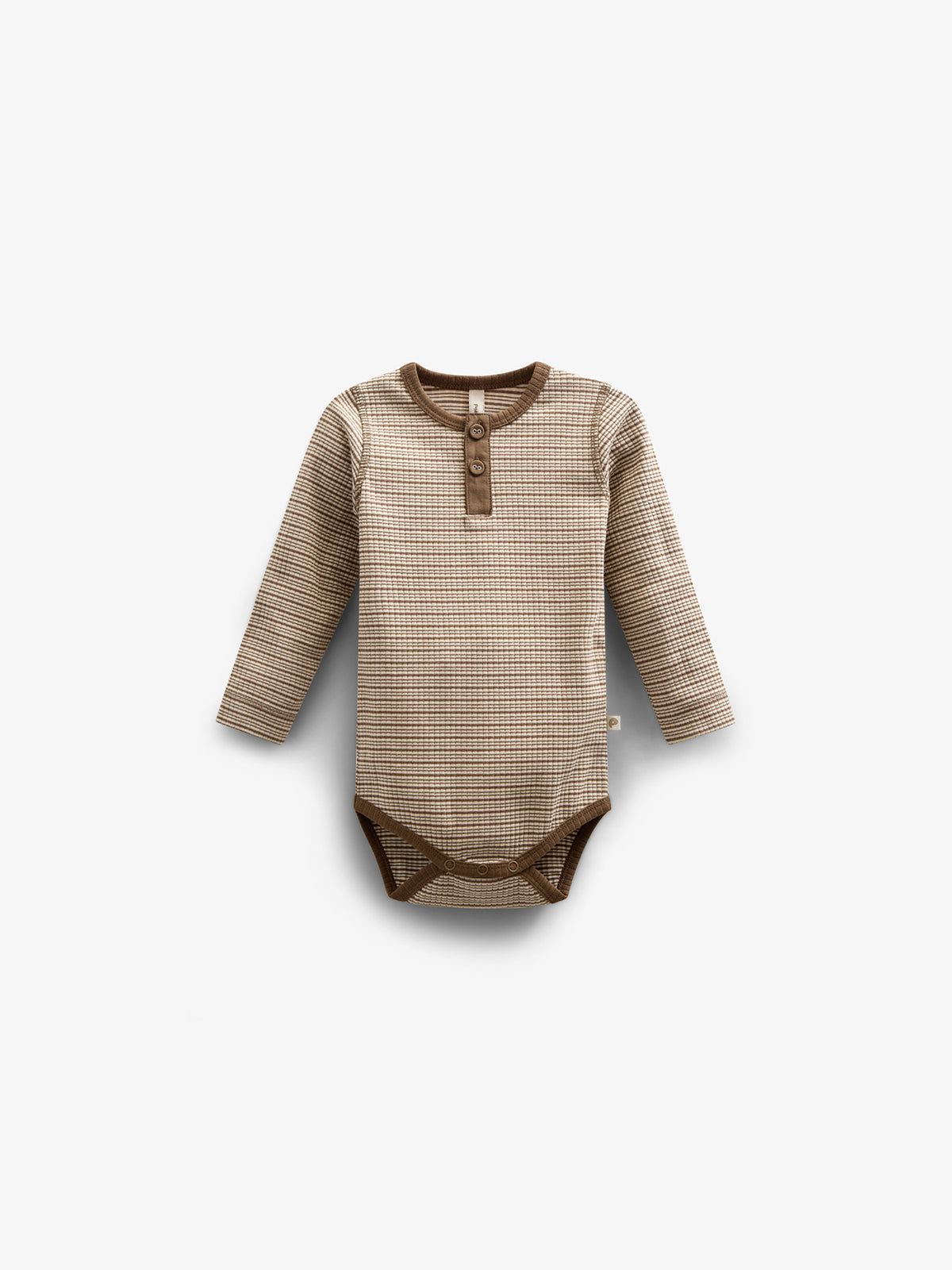 Katoenen ribbody met lange mouwen - Kids - Coffee Stripe | 100559 Manson