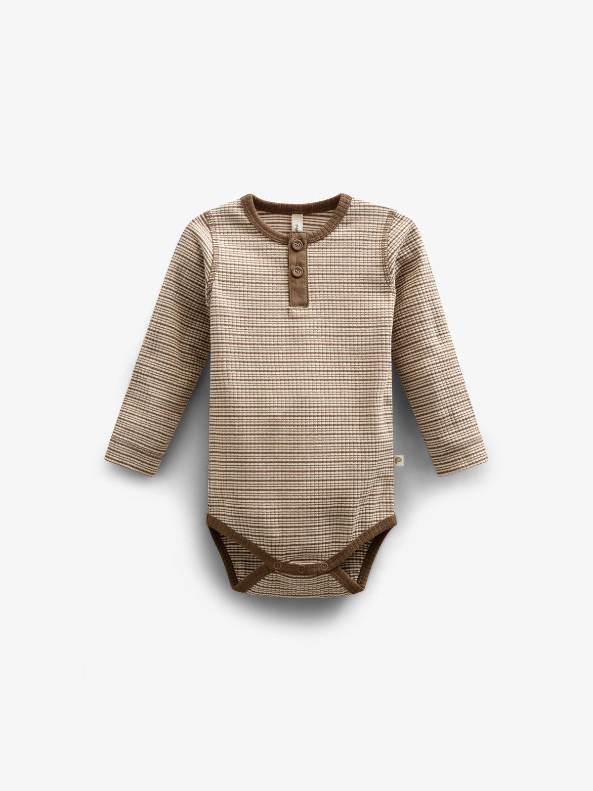 Katoenen ribbody met lange mouwen - Kids - Coffee Stripe | 100559 Manson