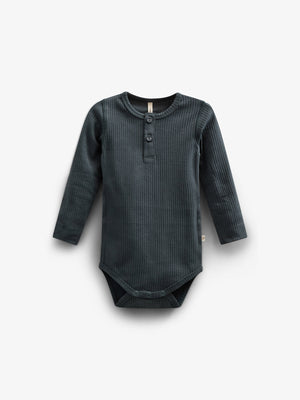 Katoenen ribbody met lange mouwen - Kids - Forest Green | 100560 Manson