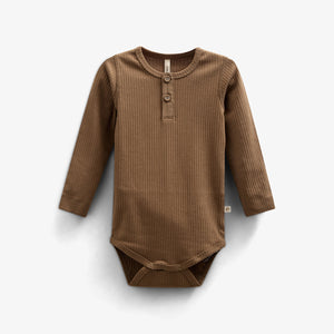 Katoenen ribbody met lange mouwen - Kids - Coffee | 100561 Manson