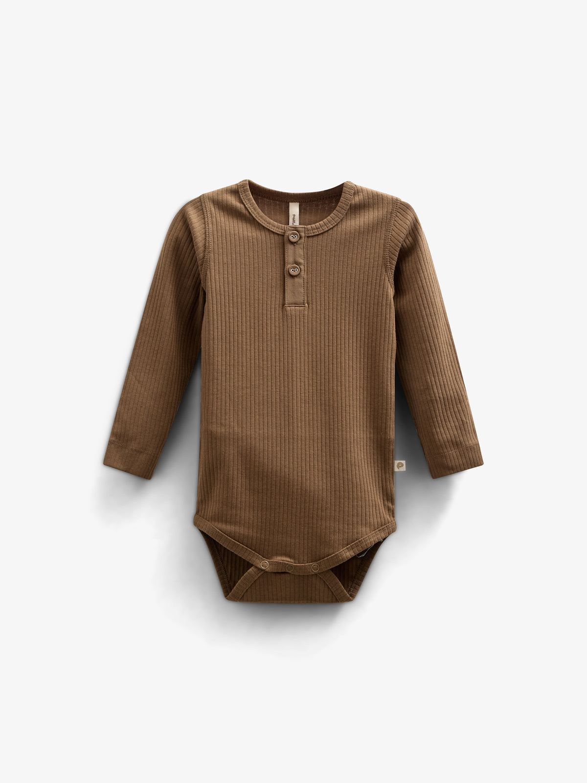 Katoenen ribbody met lange mouwen - Kids - Coffee | 100561 Manson