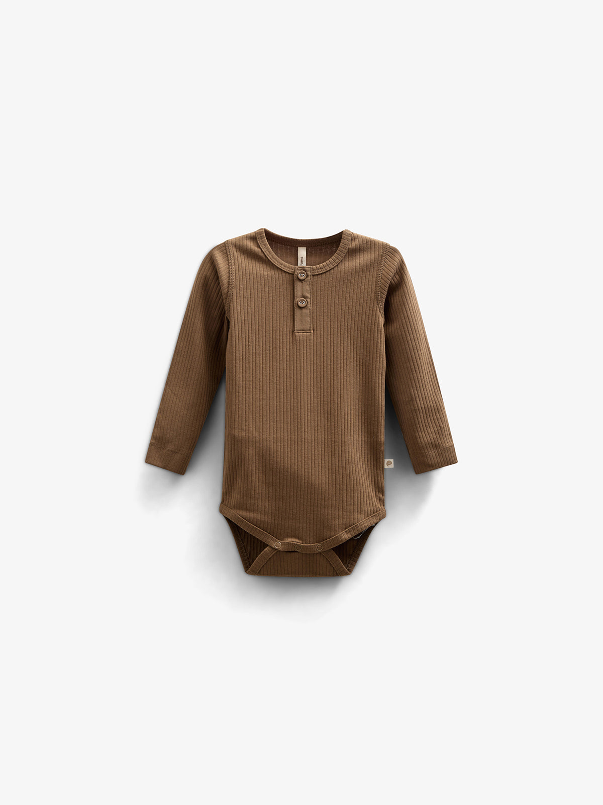 Katoenen ribbody met lange mouwen - Kids - Coffee | 100561 Manson