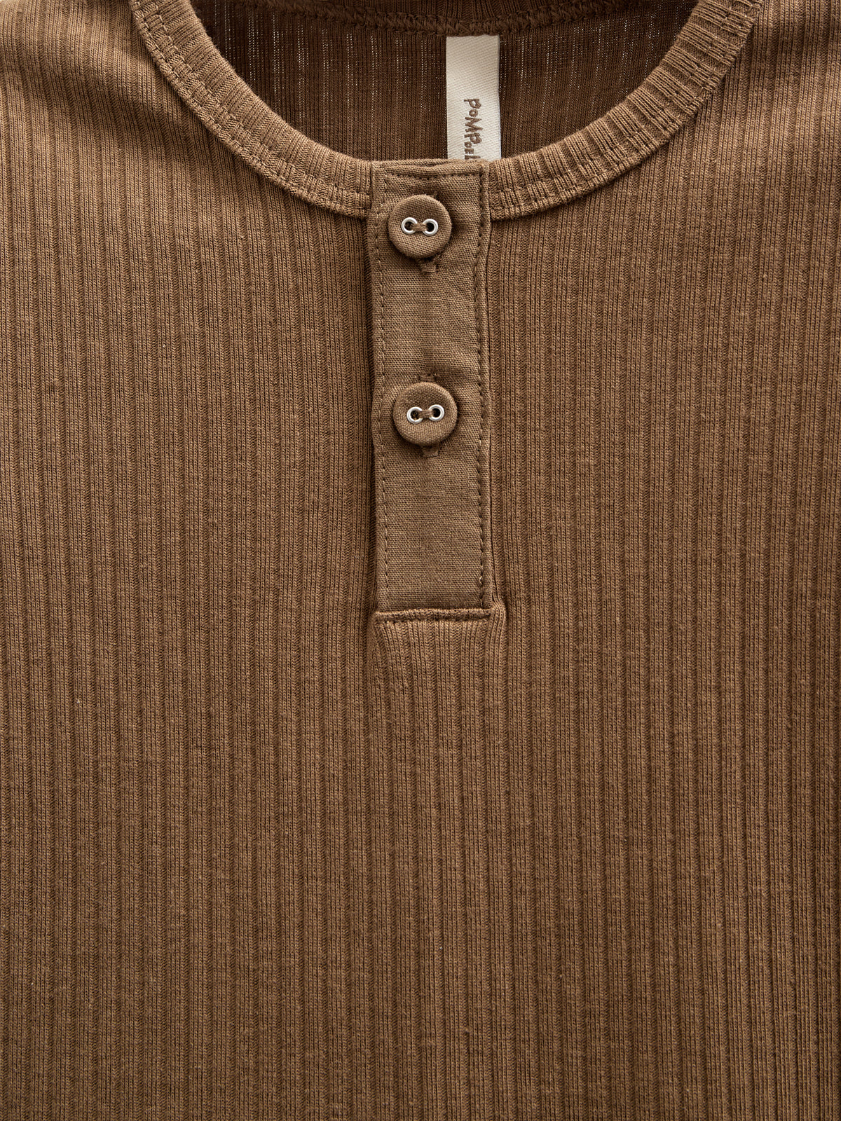 Katoenen ribbody met lange mouwen - Kids - Coffee | 100561 Manson