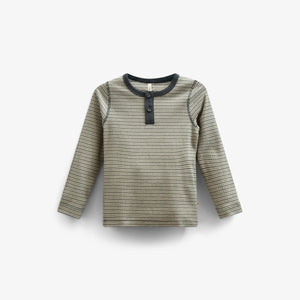 Katoenen rib T-shirt met lange mouwen - Kids - Forest Green Stripe | 100562 Manson