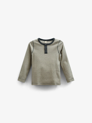 Katoenen rib T-shirt met lange mouwen - Kids - Forest Green Stripe | 100562 Manson