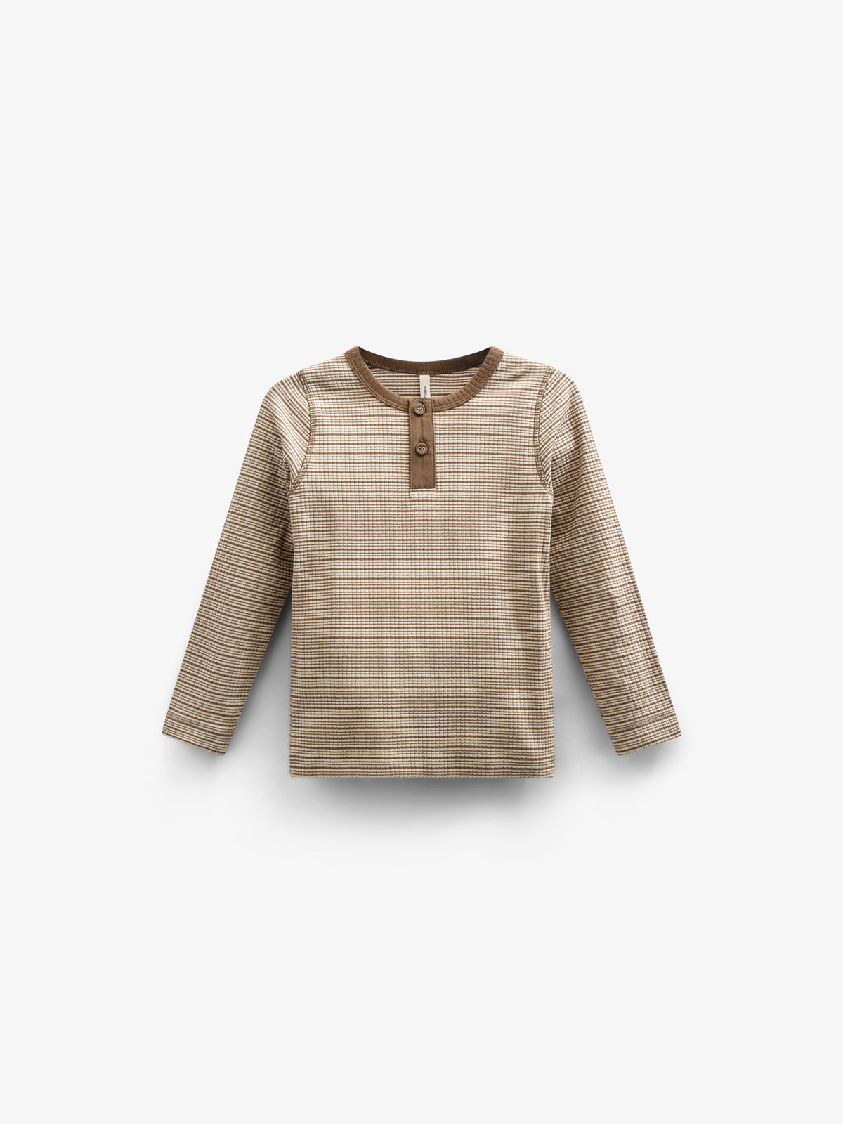 Katoenen rib T-shirt met lange mouwen - Kids - Coffee Stripe | 100564 Manson
