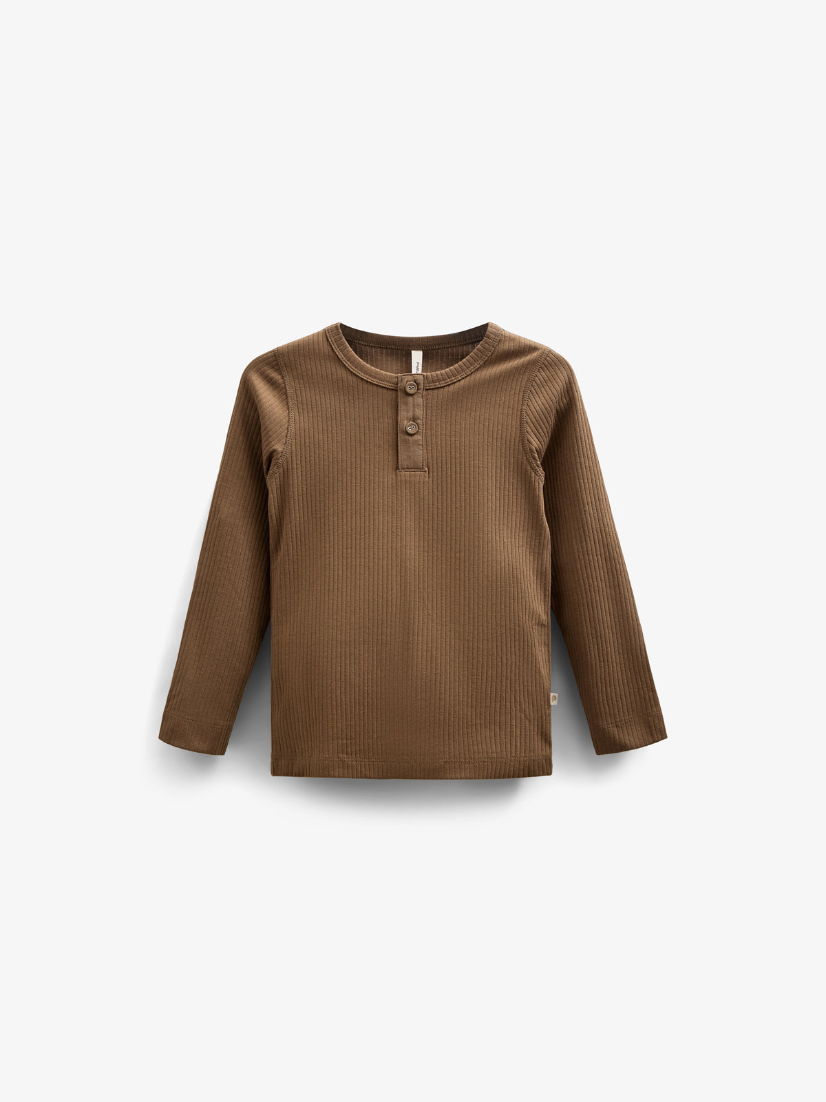 Katoenen rib T-shirt met lange mouwen - Kids - Coffee | 100568 Manson