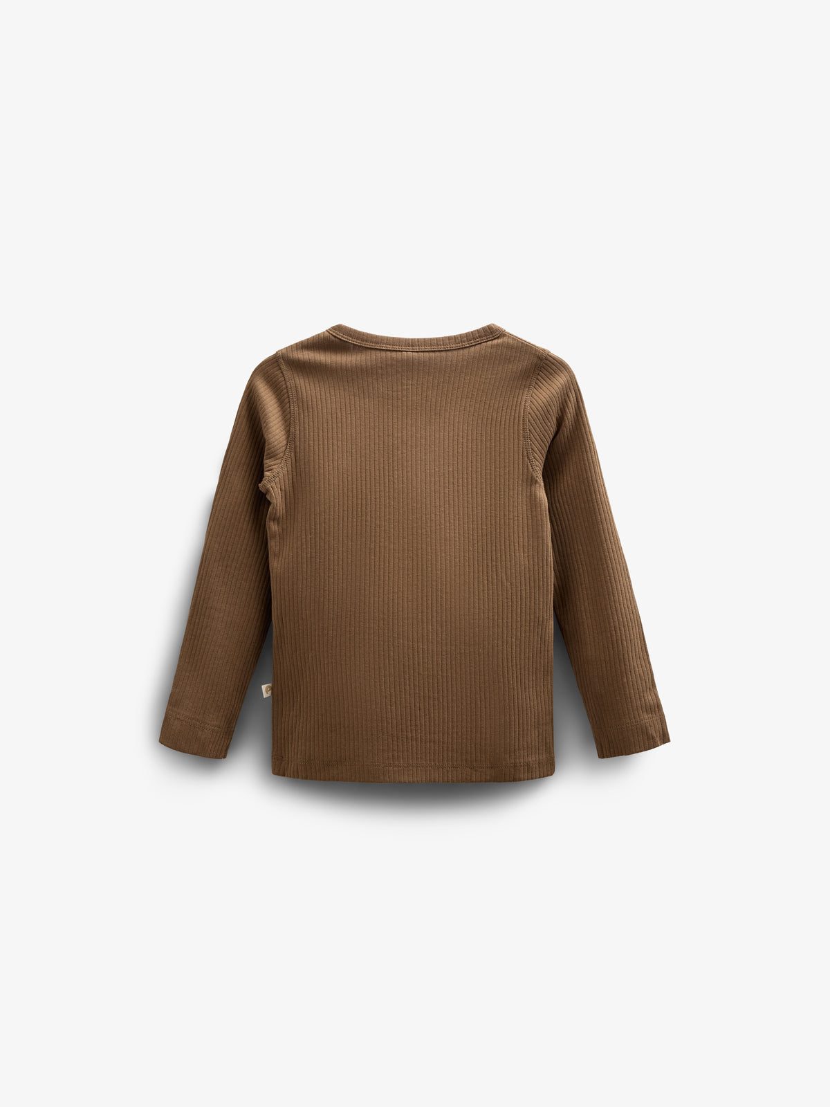 Katoenen rib T-shirt met lange mouwen - Kids - Coffee | 100568 Manson
