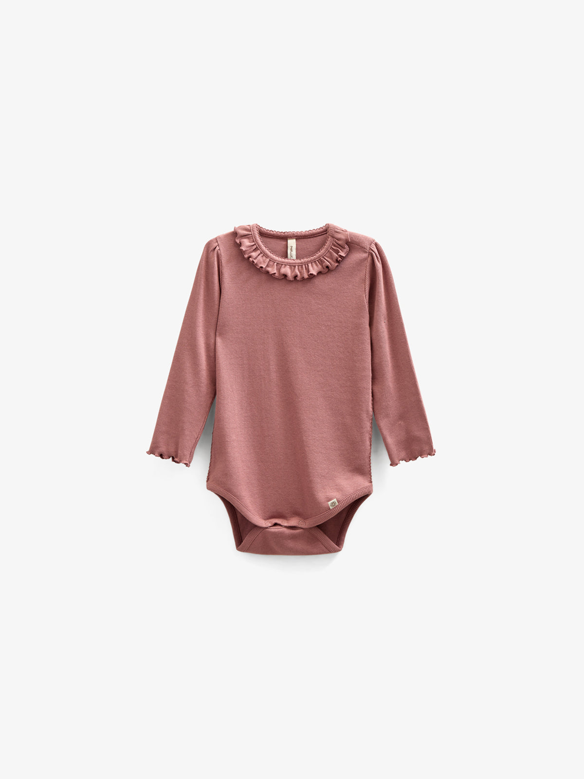 Modal Rib Bodysuit met lange mouwen en Picot-randje - Kids - Old Rose | 100575 Mia
