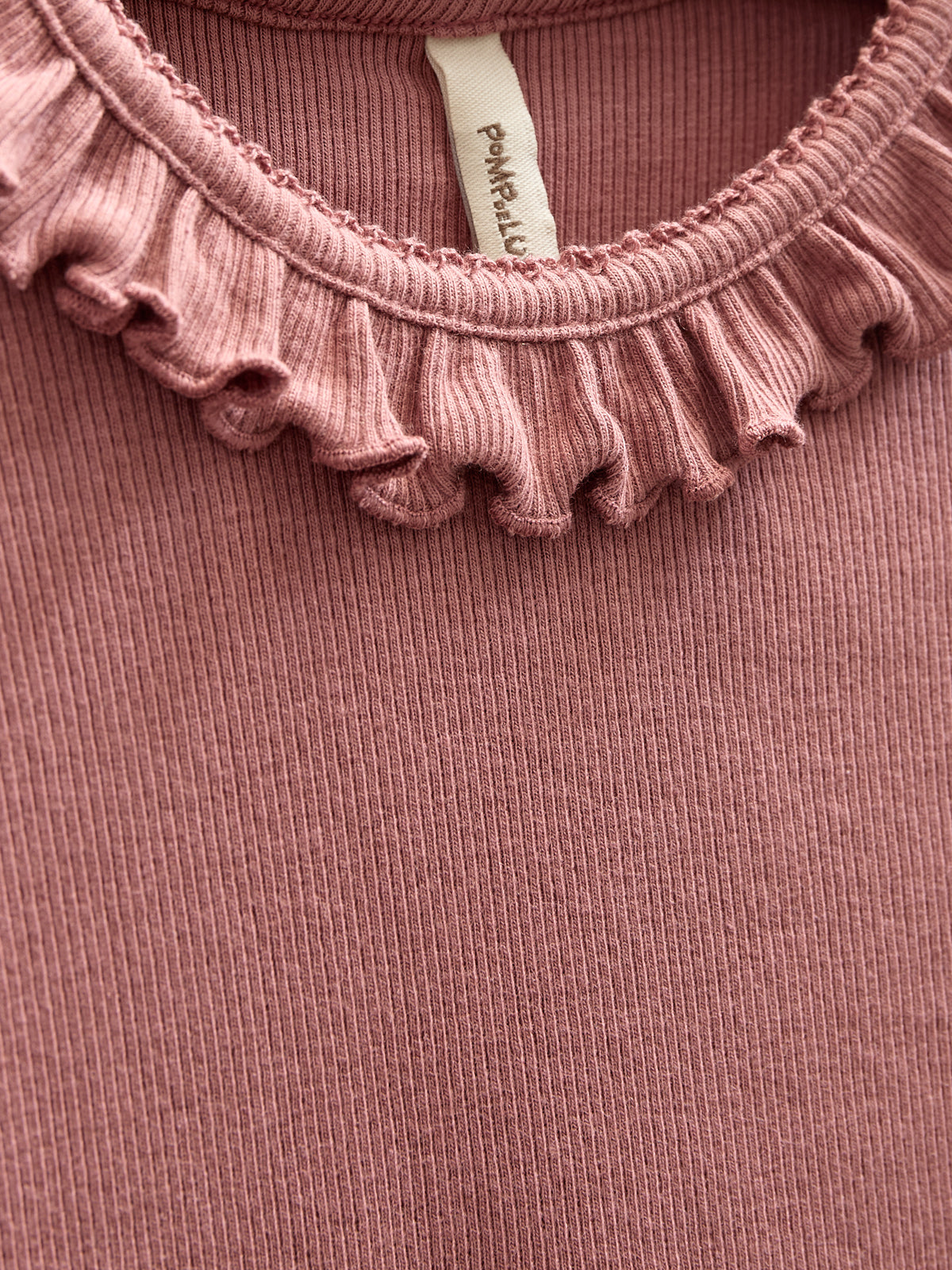 Modal Rib Bodysuit met lange mouwen en Picot-randje - Kids - Old Rose | 100575 Mia