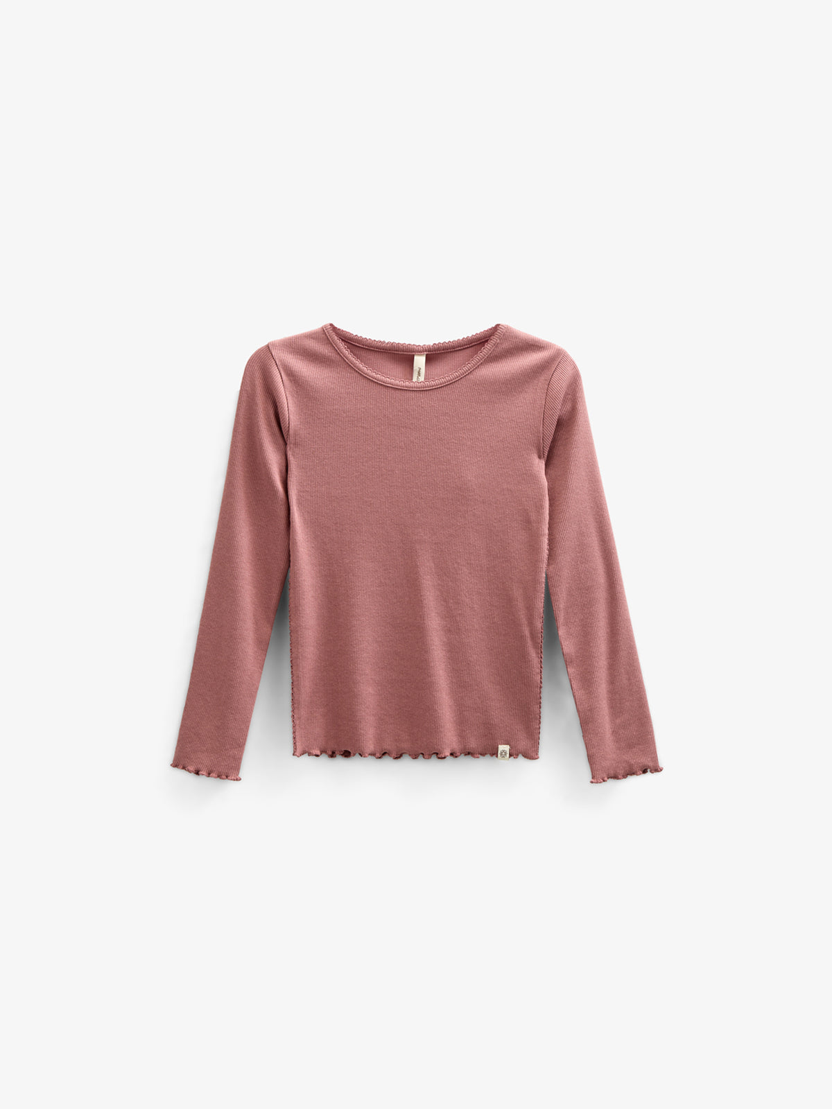 Modal Rib-T-shirt met lange mouwen en Picot-randje - Kids - Old Rose | 100578 Mia