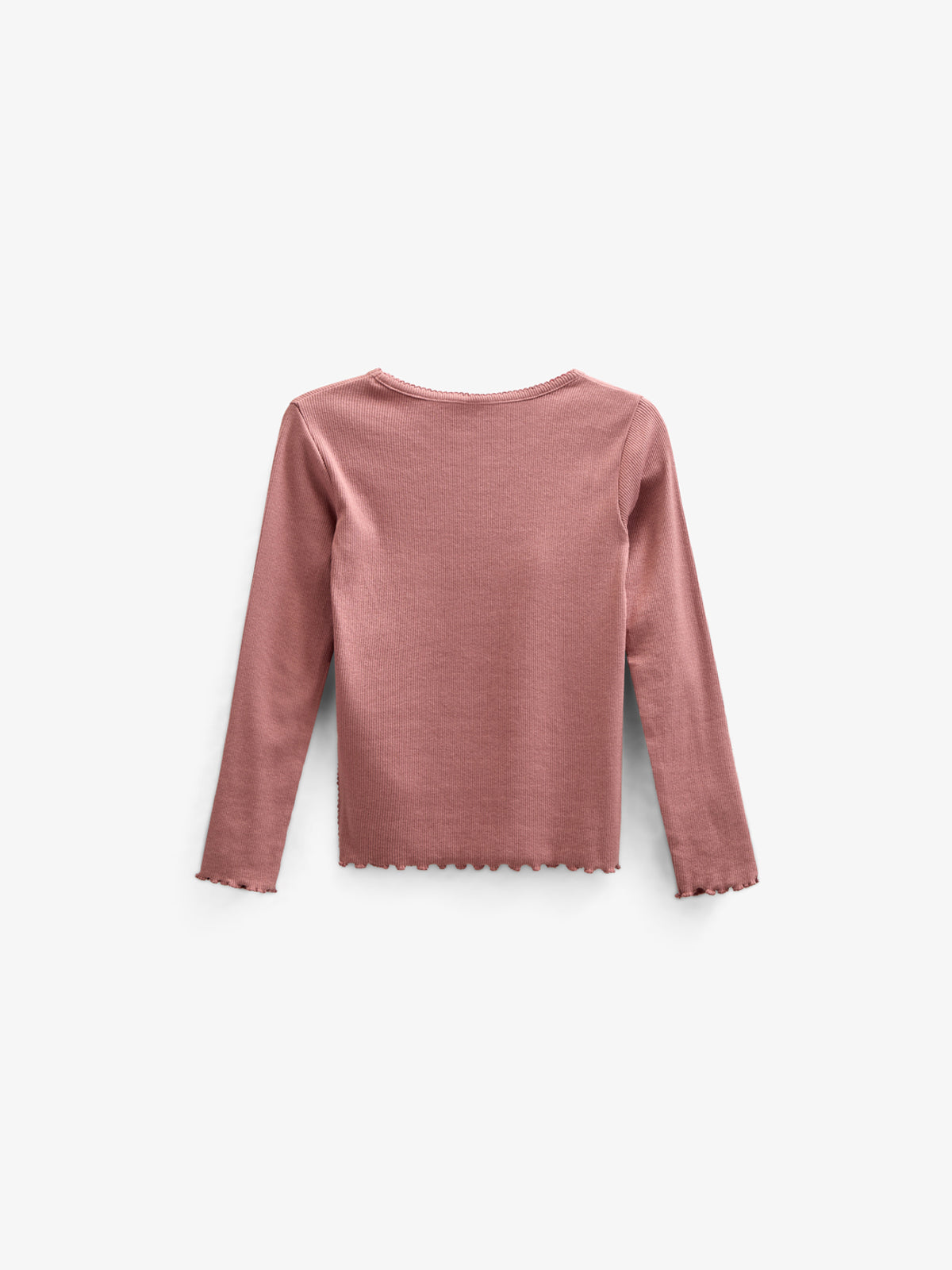 Modal Rib-T-shirt met lange mouwen en Picot-randje - Kids - Old Rose | 100578 Mia