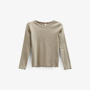 Modal Rib-T-shirt met lange mouwen en Picot-randje - Kids - Dusty Green | 100582 Mia
