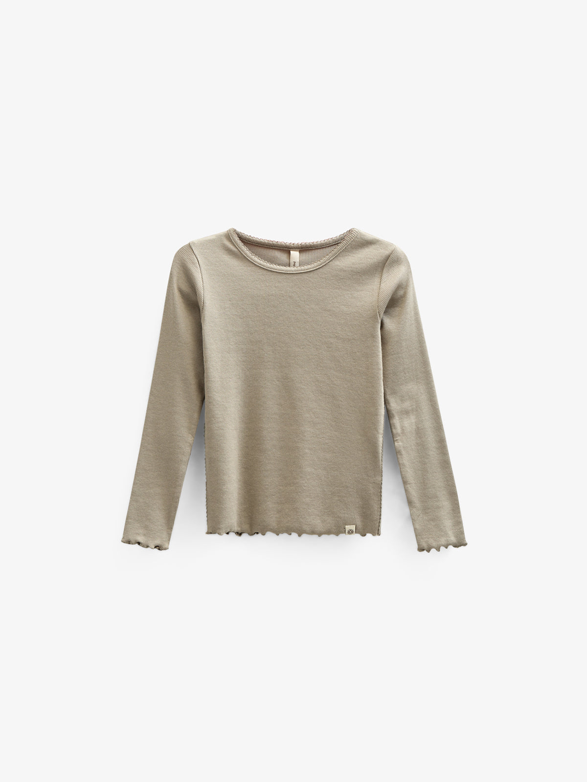 Modal Rib-T-shirt met lange mouwen en Picot-randje - Kids - Dusty Green | 100582 Mia