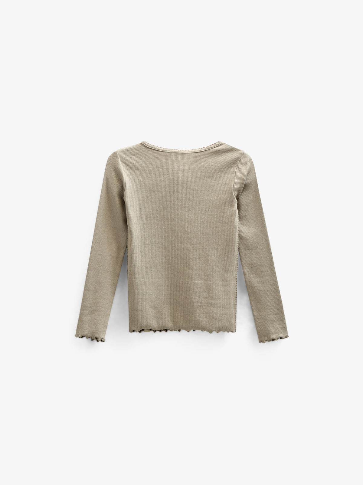 Modal Rib-T-shirt met lange mouwen en Picot-randje - Kids - Dusty Green | 100582 Mia