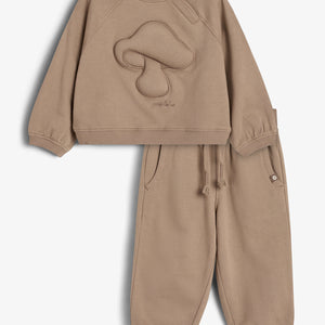 Sweatset met pofapplicatie - Little - Dark Beige