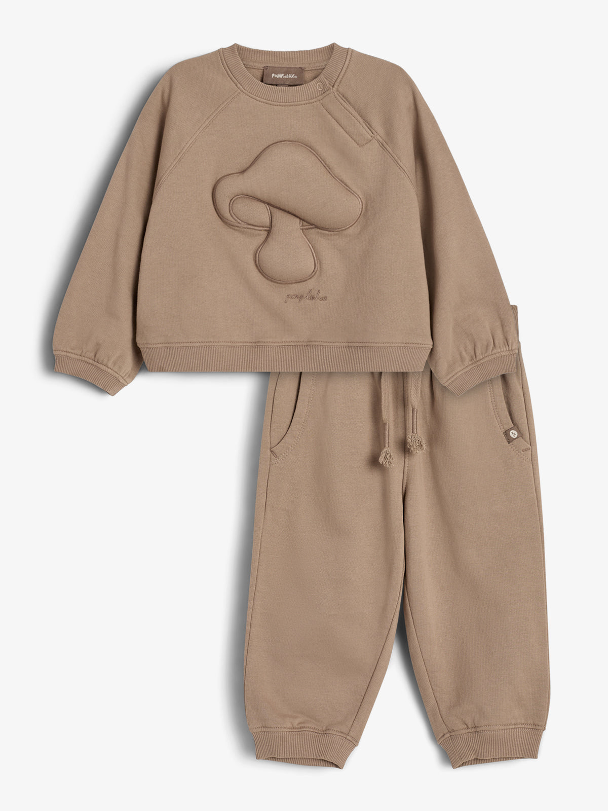 Sweatset met pofapplicatie - Little - Dark Beige