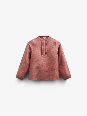 Bedrukte crêpe viscose overhemdblouse - Tween - Rose | 100657 Ana