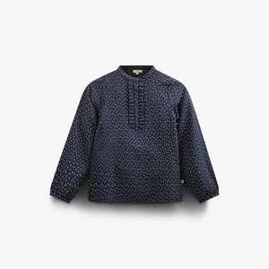 Bedrukte crêpe viscose overhemdblouse - Tween - Navy | 100658 Ana