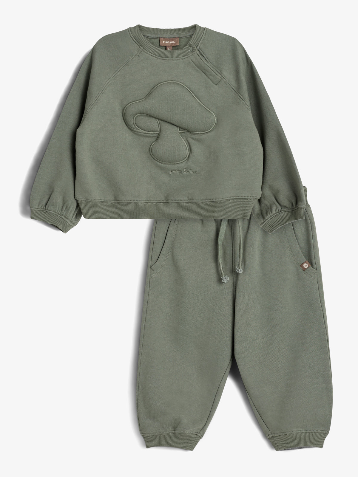 Sweatset met pofapplicatie - Little - Green