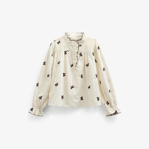 Popeline blouse met borduursel - Kids - Off White | 100673 Adison
