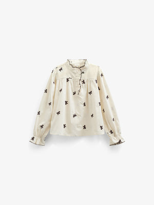 Popeline blouse met borduursel - Kids - Off White | 100673 Adison