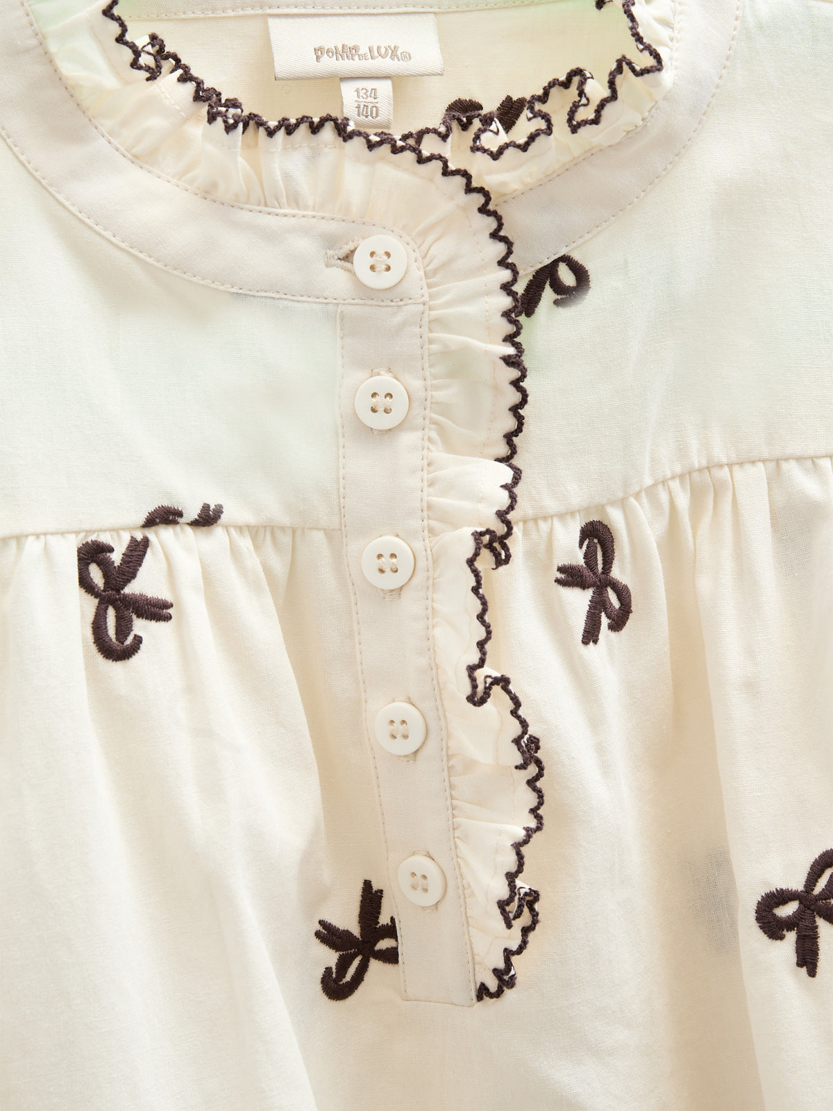Popeline blouse met borduursel - Kids - Off White | 100673 Adison