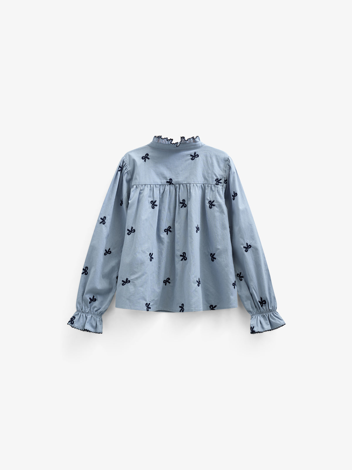 Popeline blouse met borduursel - Kids - Blue | 100675 Adison