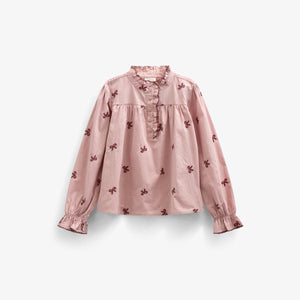 Popeline blouse met borduursel - Kids - Rose | 100677 Adison
