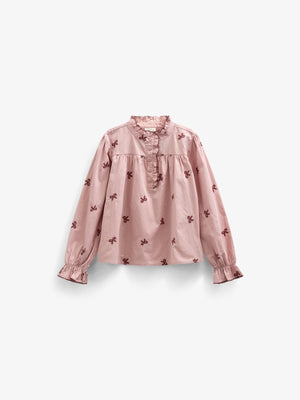 Popeline blouse met borduursel - Kids - Rose | 100677 Adison