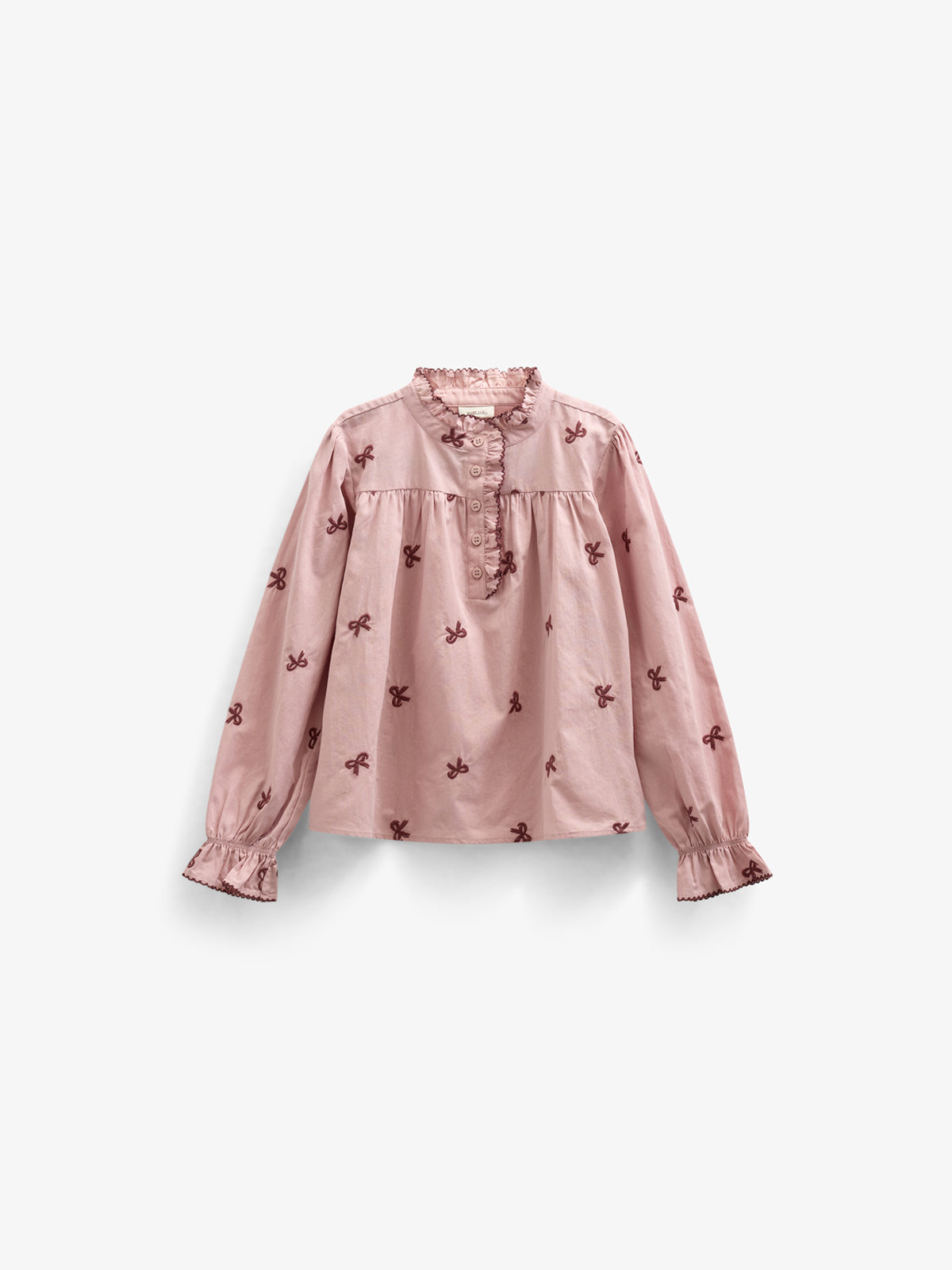 Popeline blouse met borduursel - Kids - Rose | 100677 Adison