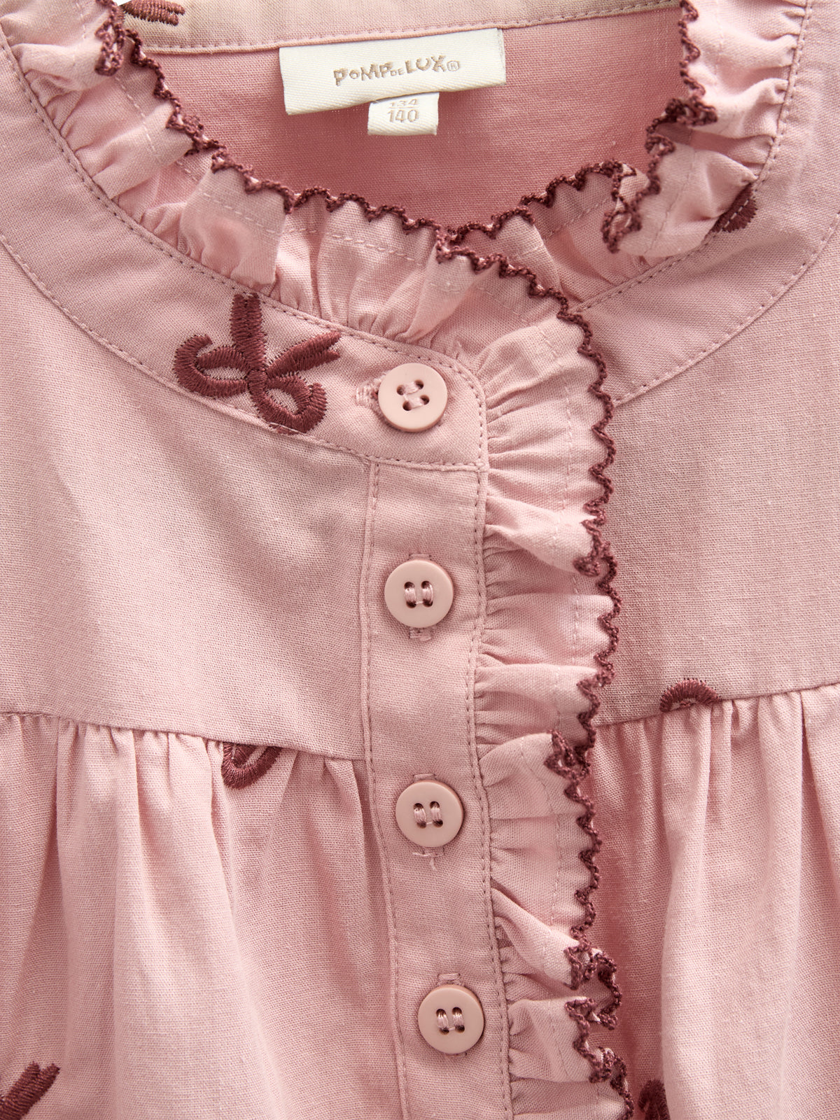 Popeline blouse met borduursel - Kids - Rose | 100677 Adison