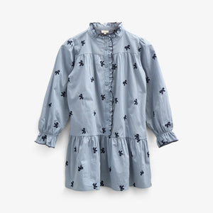 Popeline jurk met borduursel - Kids - Blue | 100679 Adison