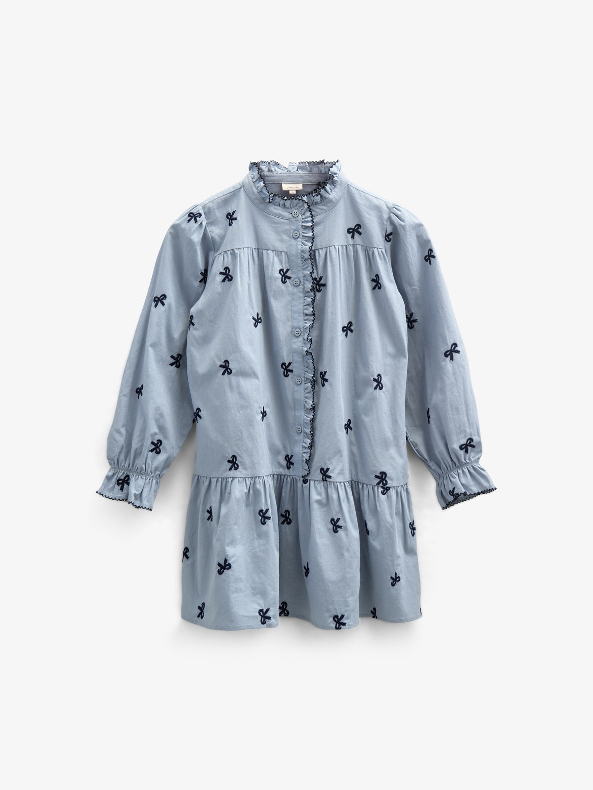 Popeline jurk met borduursel - Tween - Blue | 100680 Adison