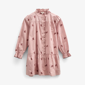 Popeline jurk met borduursel - Kids - Rose | 100681 Adison