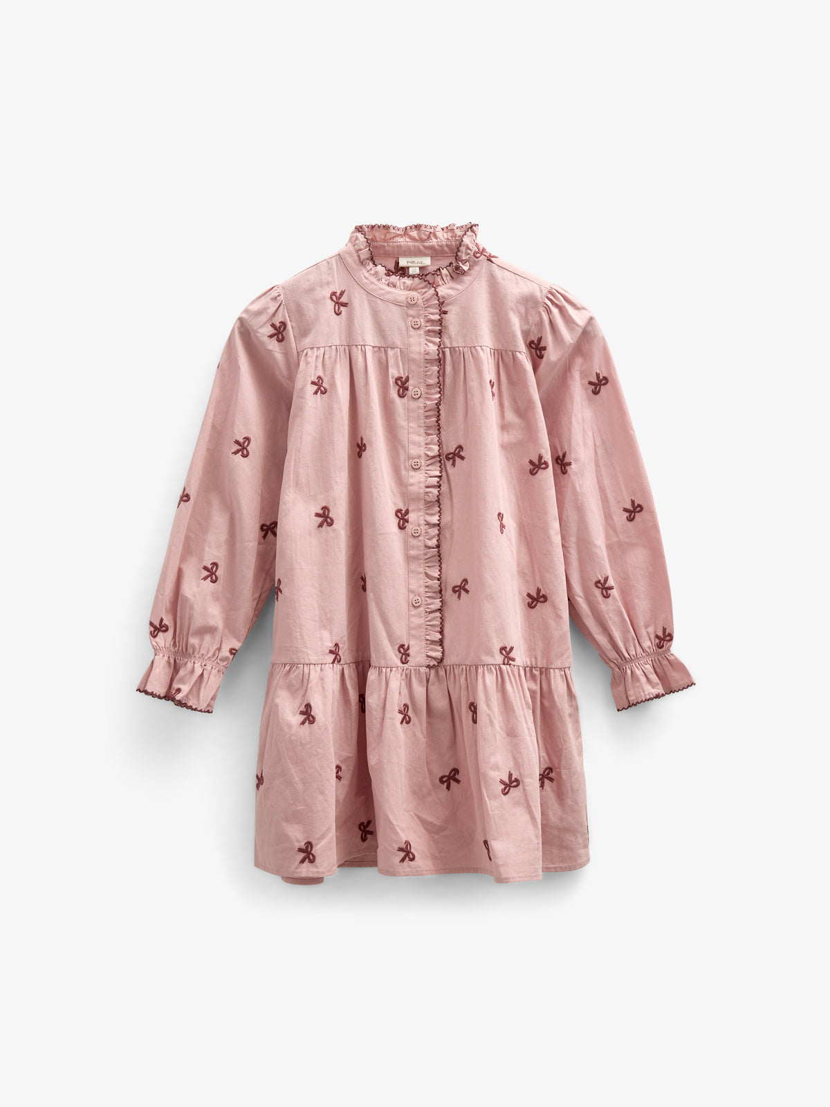 Popeline jurk met borduursel - Kids - Rose | 100681 Adison