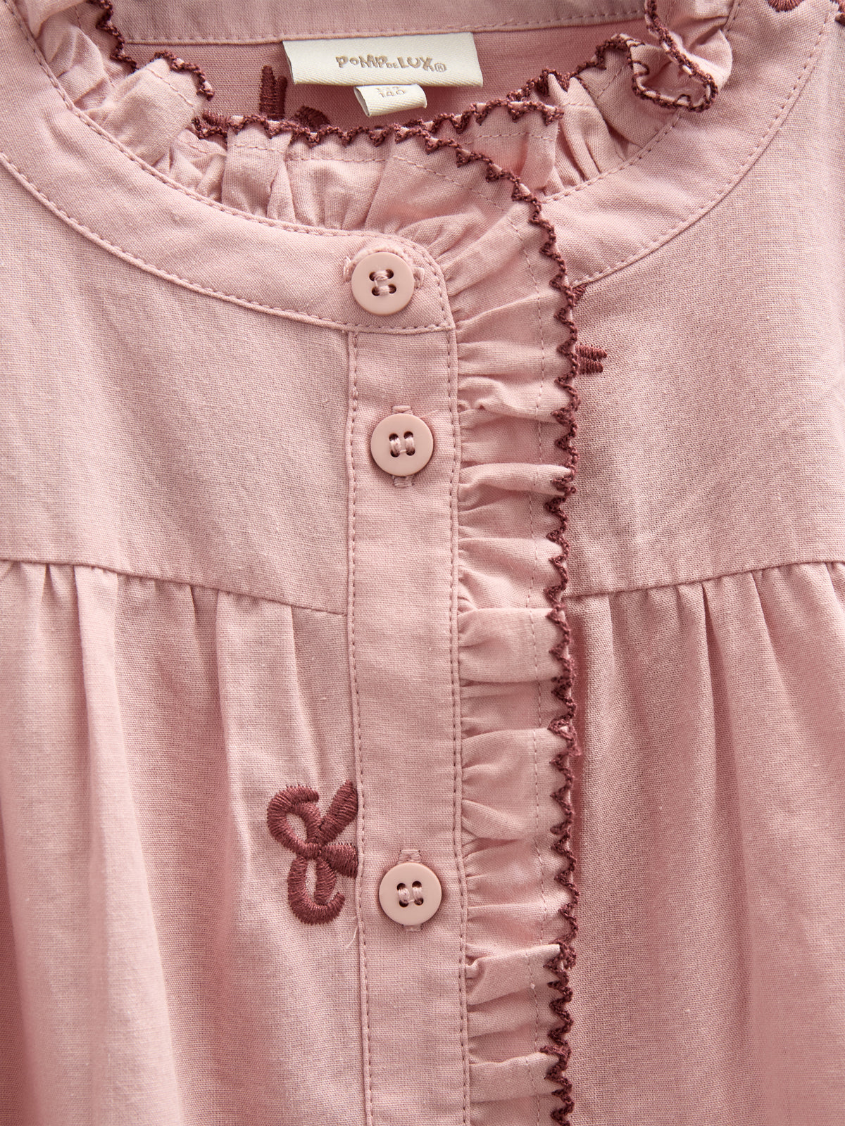 Popeline jurk met borduursel - Kids - Rose | 100681 Adison