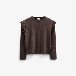 Zachte geribde blouse - Tween - Chocolate Melange | 100695 Alana